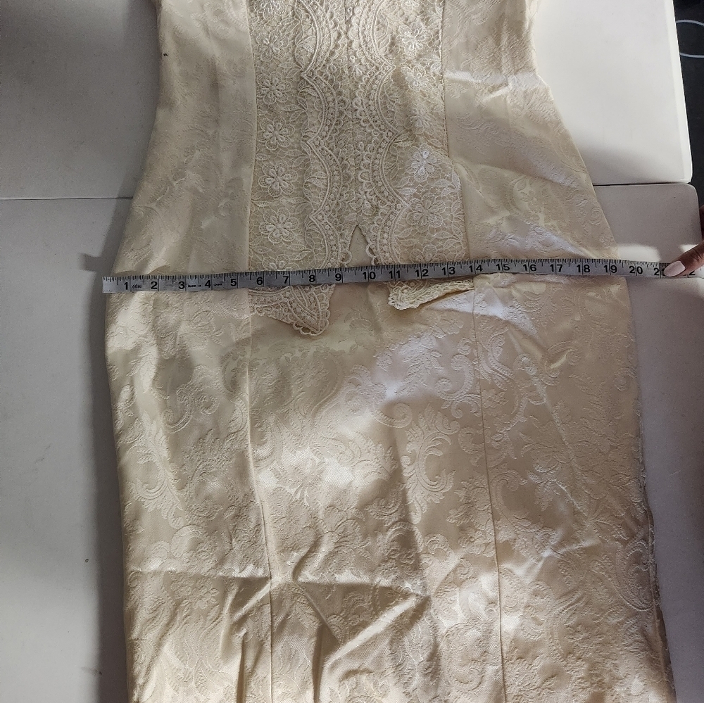 Jessica McClintock Vintage Bridal Lace Knee Length Dress Wedding Size 10 - Picture 8 of 8